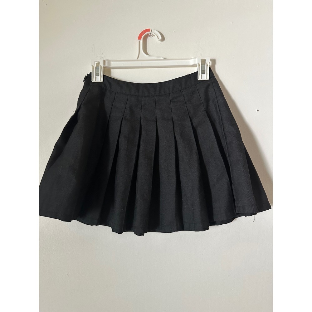 Forever 21 Black Pleated Mini Skirt Side Zip Preppy School Girl‎ Size Small Edgy - Picture 2 of 5